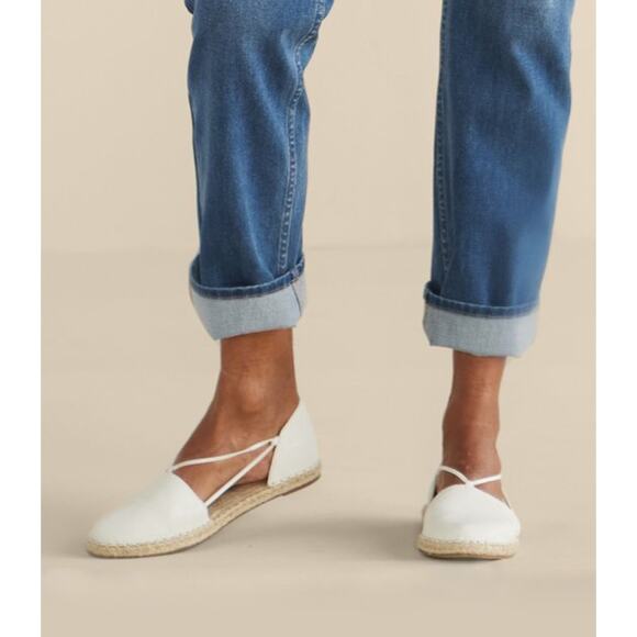 Eileen Fisher Lee Washed Leather D'orsay Espadrille Flats White Leather Size 8.5 - Picture 2 of 12